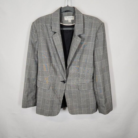 Miss Selfridge Glen Plaid Blazer in Black Size US 6 - Picture 1 of 6